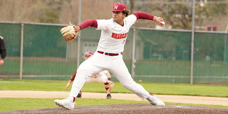 Sophomore lefthander EJ McGrew delivers a pitch for the Willamette baseball team. 