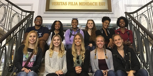 Nandi Moore (Sr., Santa Clarita, CA/Golden Valley HS), third from left in top row, along with other students participating in medical fellowships in Uruguay this summer