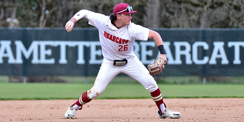 Jeff Hoffman makes a throw across the infield for the Willamette University baseball team. 