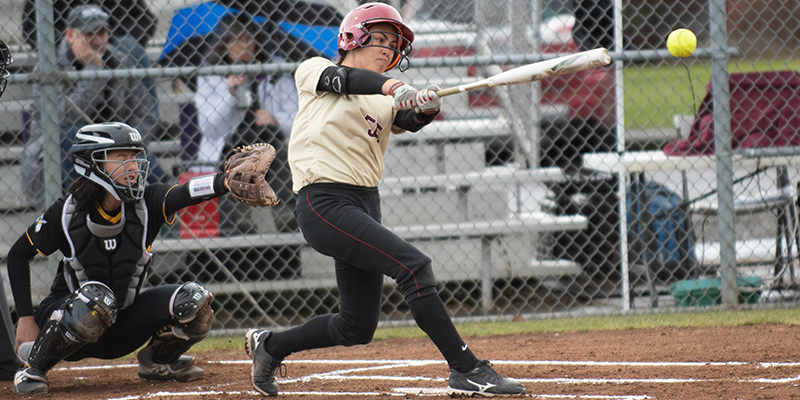 Brianna Majors hits the ball for Willamette.