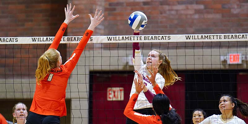 Kaitlyn Westby hits the ball on an attack.