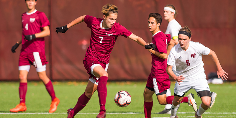 Pierce Gallaway moves forward with the ball for Willamette.
